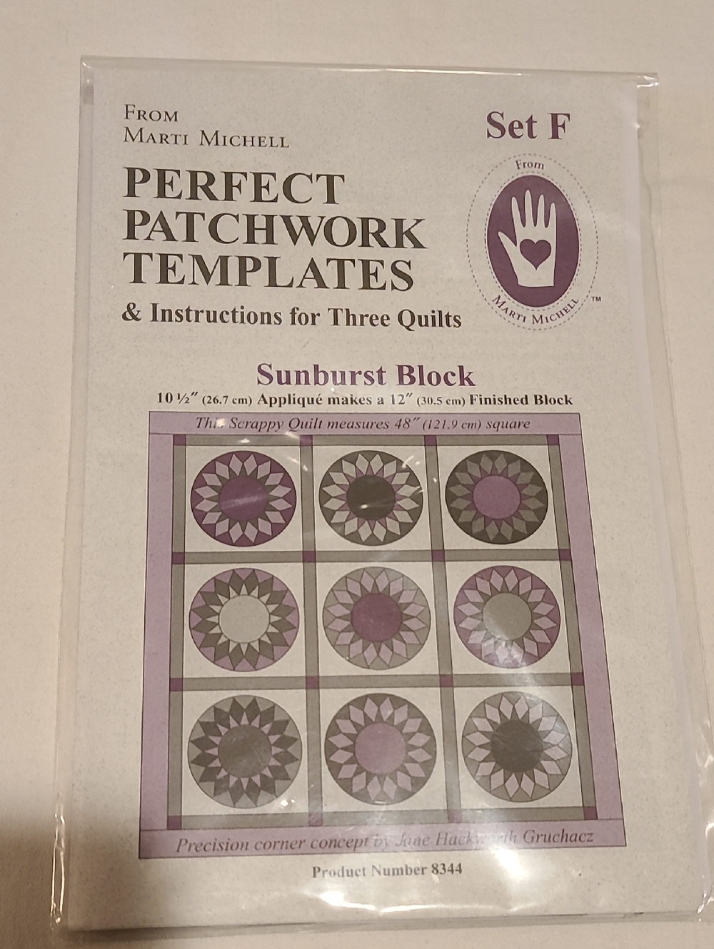 Perfect Patchwork Templates, Set F,  Quilting, Sewing Sunburst Block